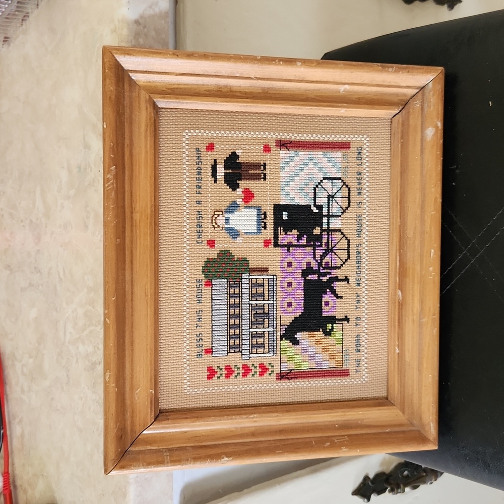 Needlepoint scene